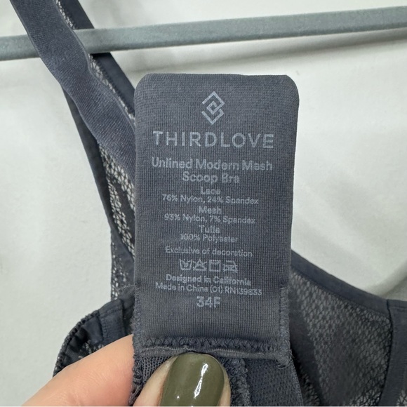 ThirdLove Unlined Modern Mesh Scoop Bra in Gray size 34F - Picture 8 of 10